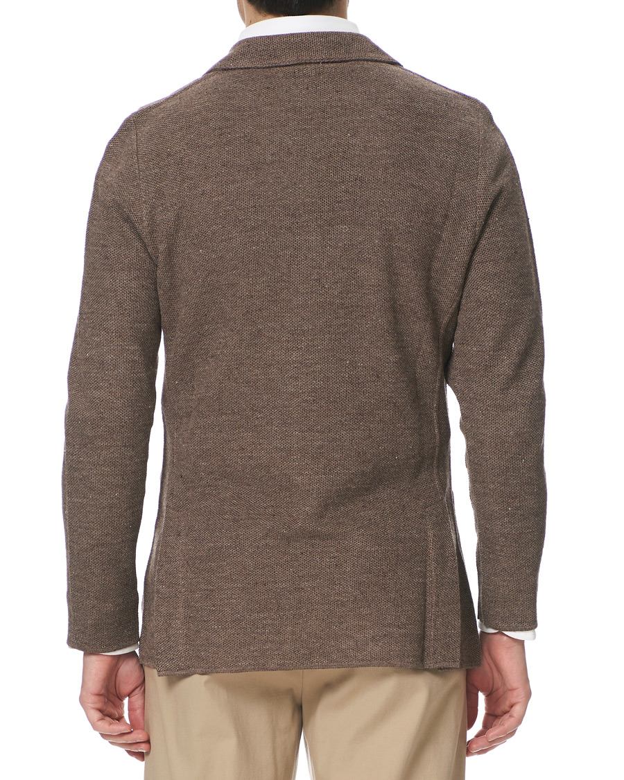 Herr | Kavajer | Lardini | Knitted Linen/Silk Blazer Brown