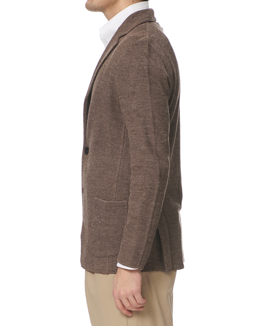 Herr | Kavajer | Lardini | Knitted Linen/Silk Blazer Brown