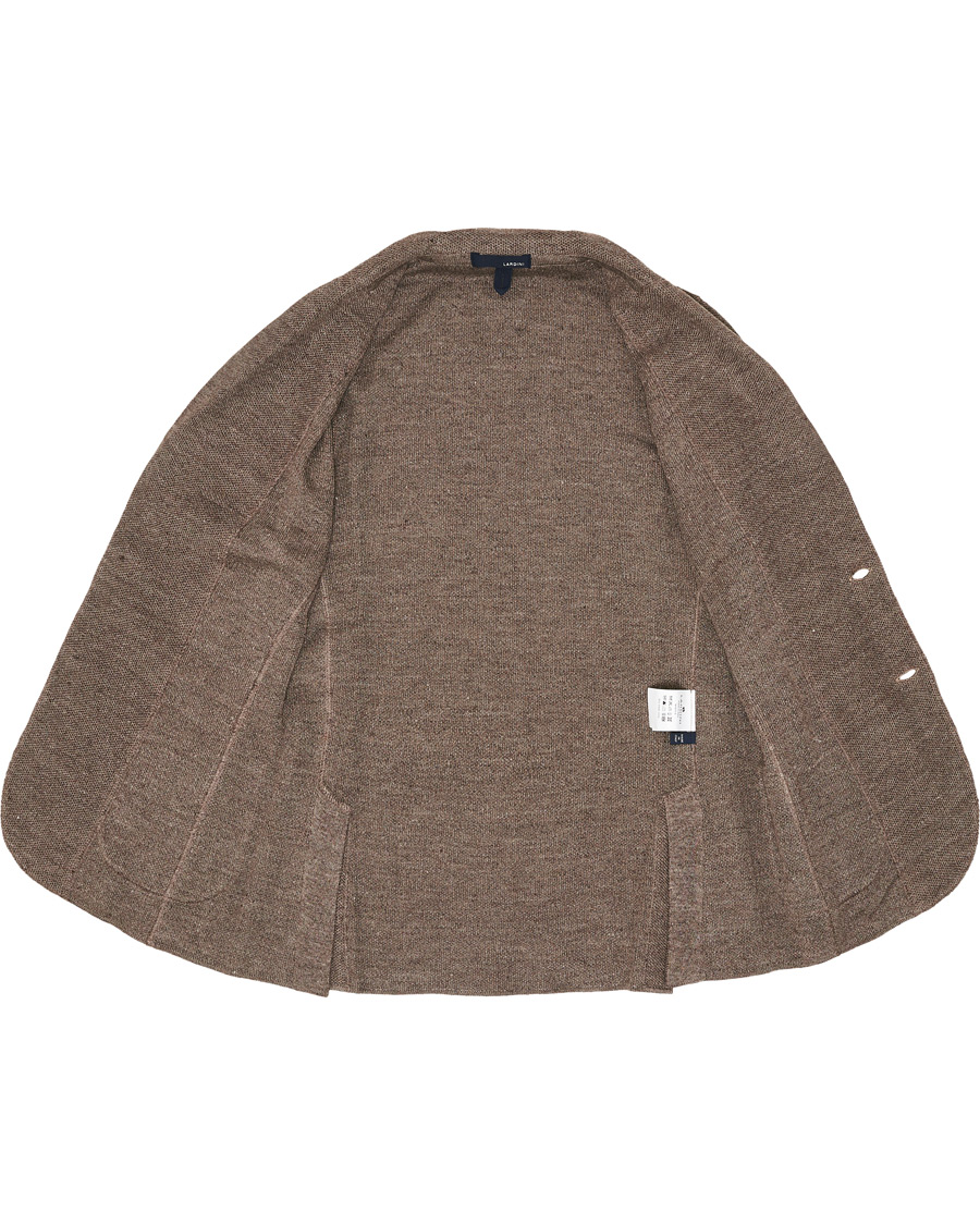 Herr | Kavajer | Lardini | Knitted Linen/Silk Blazer Brown