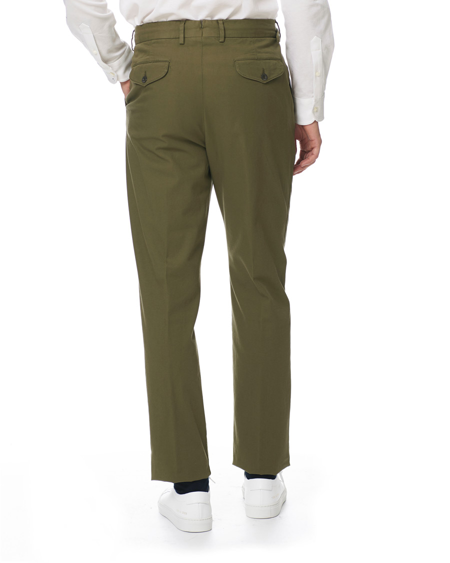 Herr | Byxor | Lardini | Luxor Double Pleated Cotton Trousers Green