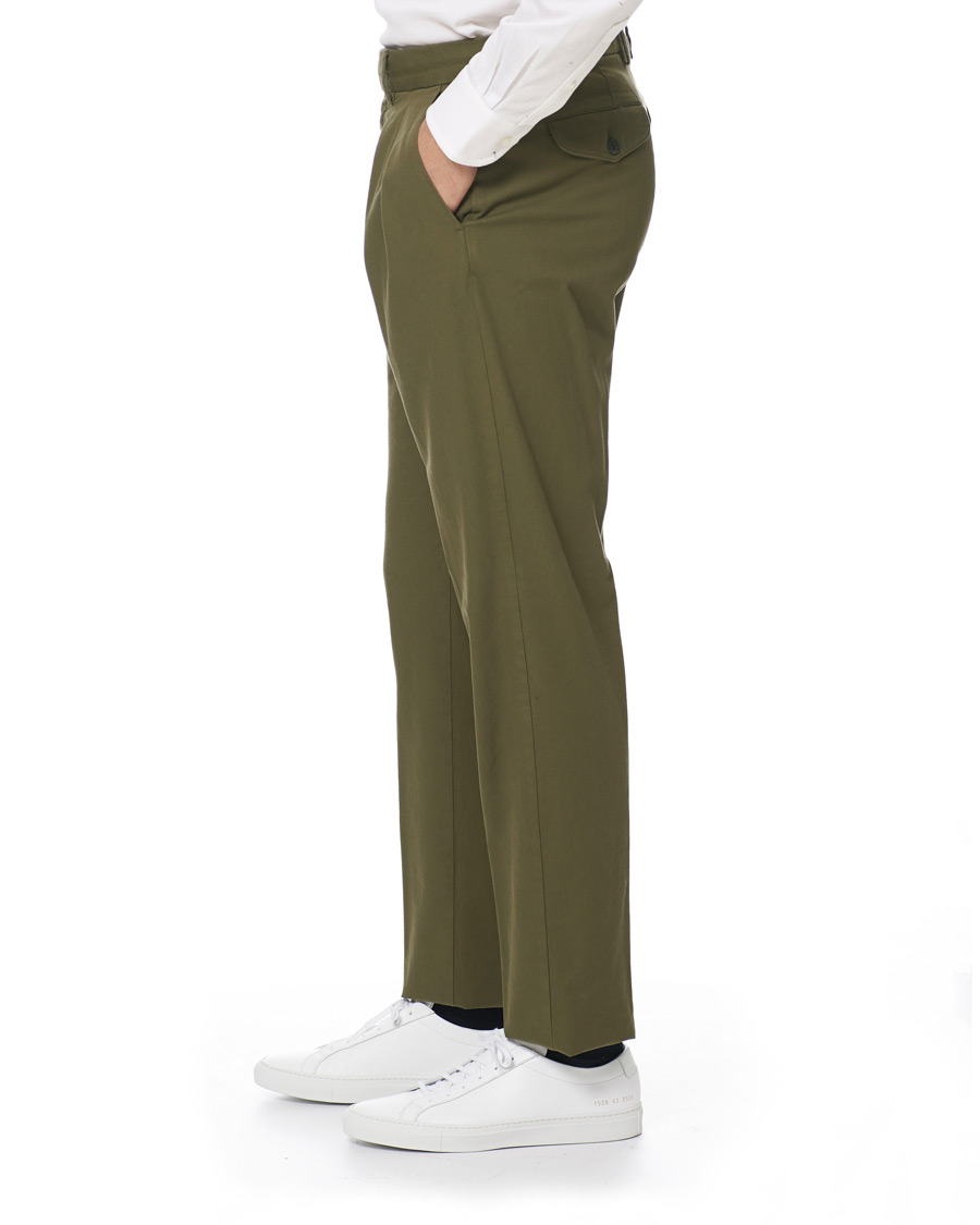 Herr | Byxor | Lardini | Luxor Double Pleated Cotton Trousers Green