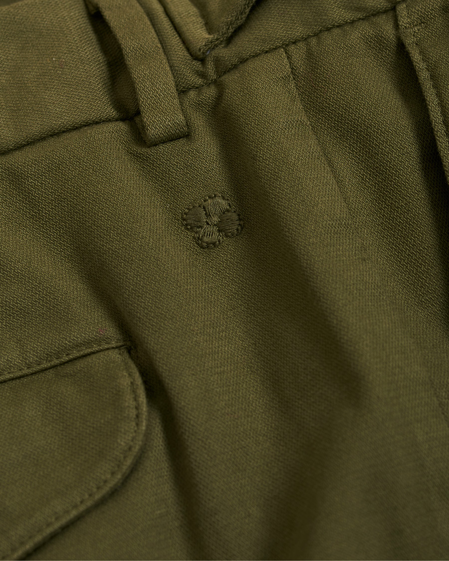 Herr | Byxor | Lardini | Luxor Double Pleated Cotton Trousers Green