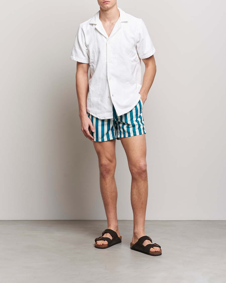 Herr | Badbyxor | Ripa Ripa | Paraggi Striped Swimshorts Green/White
