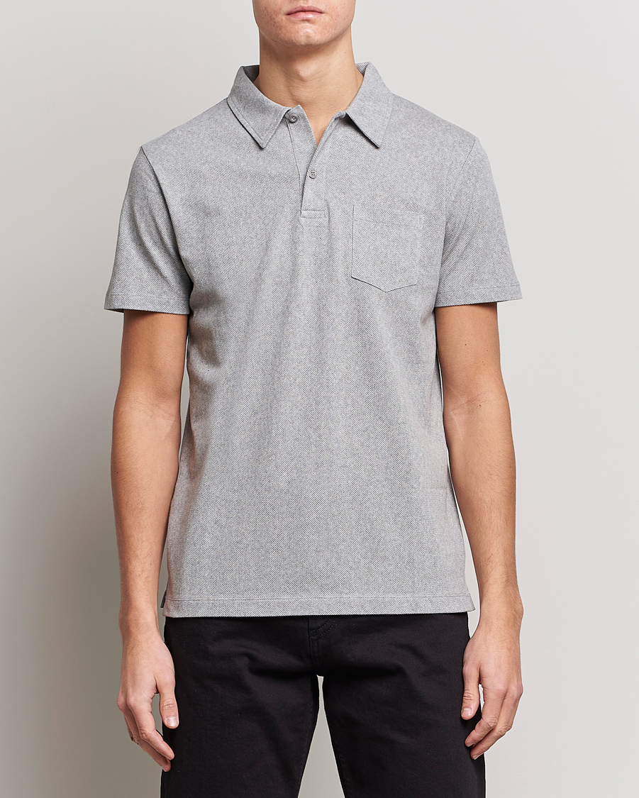 Herr | Sunspel | Sunspel | Riviera Polo Shirt Grey Melange