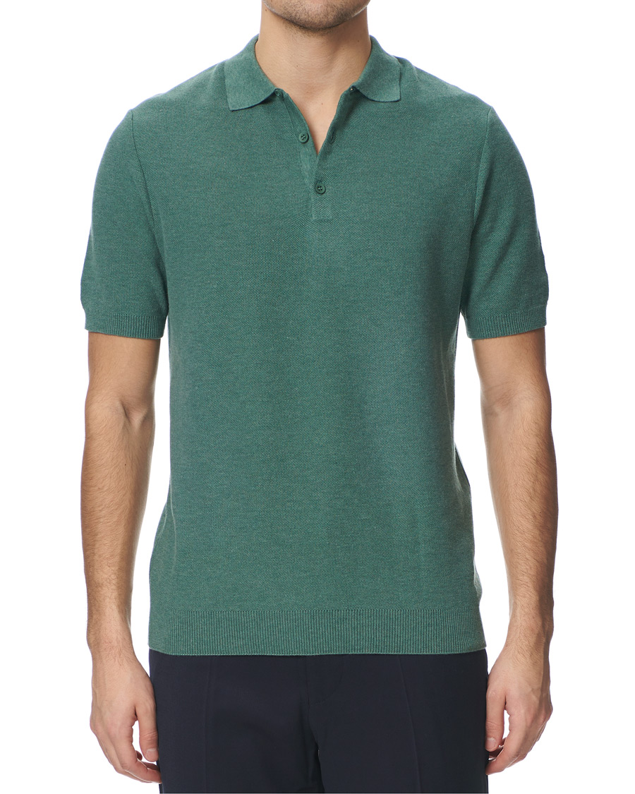 Herr | Pikéer | Sunspel | Rack Stitch Fine Knitted Polo Sage