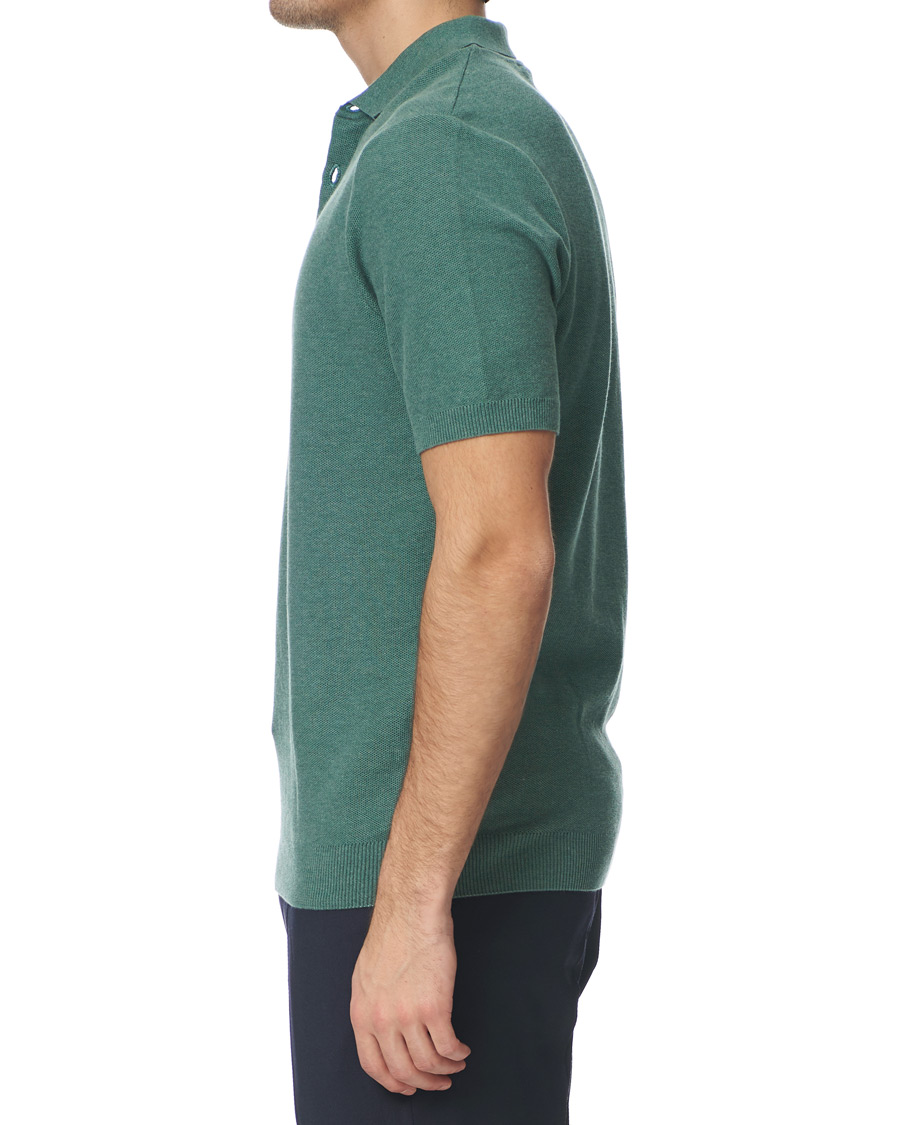 Herr | Pikéer | Sunspel | Rack Stitch Fine Knitted Polo Sage