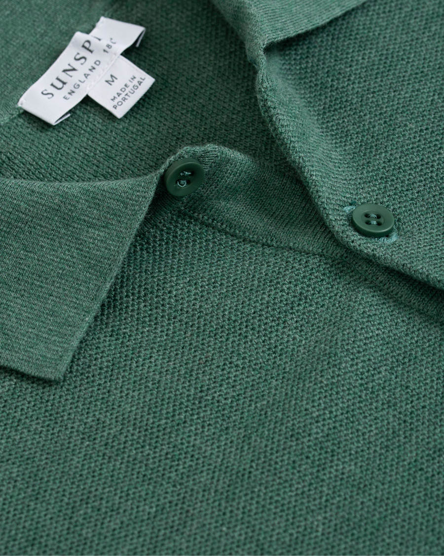 Herr | Pikéer | Sunspel | Rack Stitch Fine Knitted Polo Sage