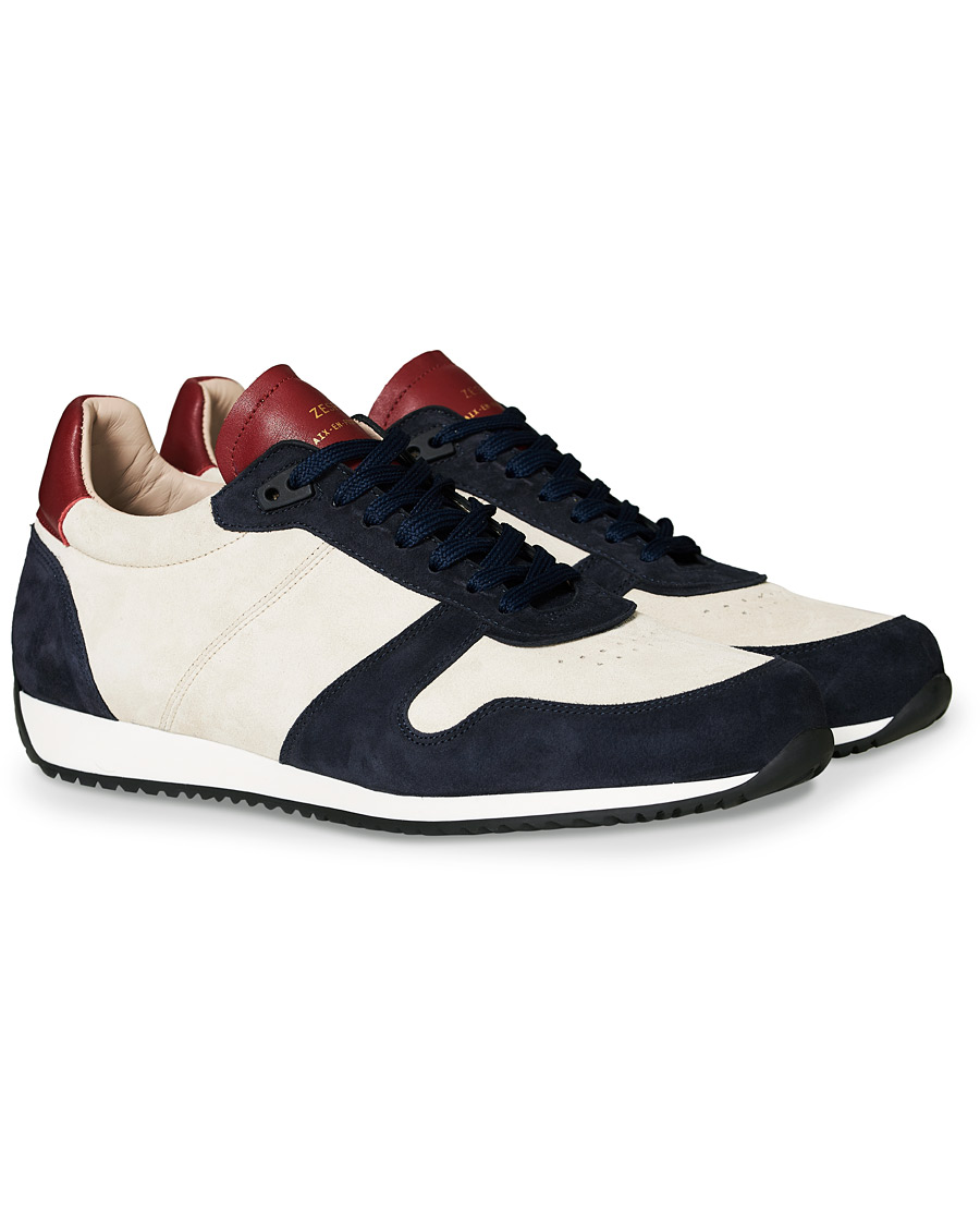 Herr | Zespà ZSP6 Suede Runner Sneakers Off White/Cerise | Zespà | ZSP6 Suede Runner Sneakers Off White/Cerise