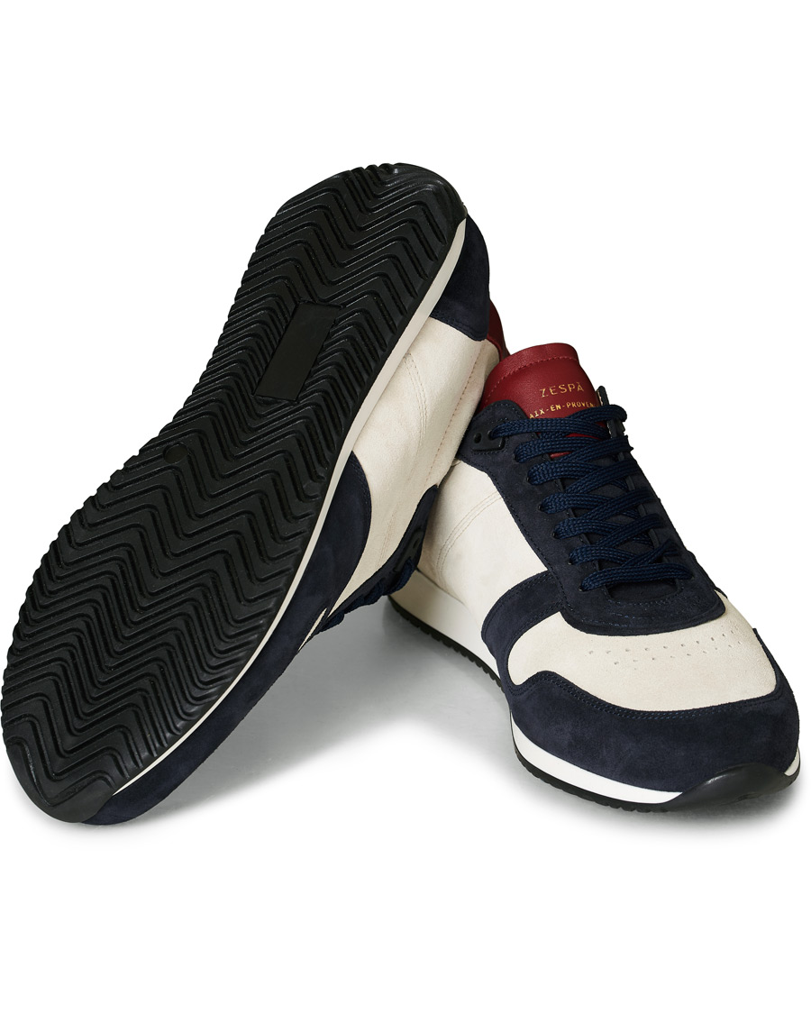 Herr | Zespà ZSP6 Suede Runner Sneakers Off White/Cerise | Zespà | ZSP6 Suede Runner Sneakers Off White/Cerise