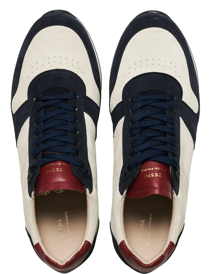 Herr | Zespà ZSP6 Suede Runner Sneakers Off White/Cerise | Zespà | ZSP6 Suede Runner Sneakers Off White/Cerise