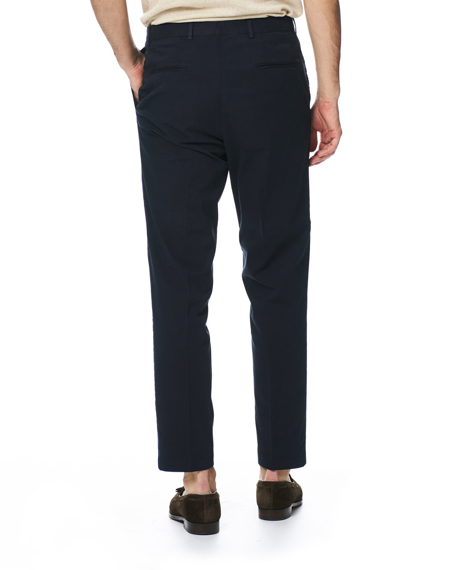 Herr | Byxor | Oscar Jacobson | Delon Pleated Cotton Chinos Blue
