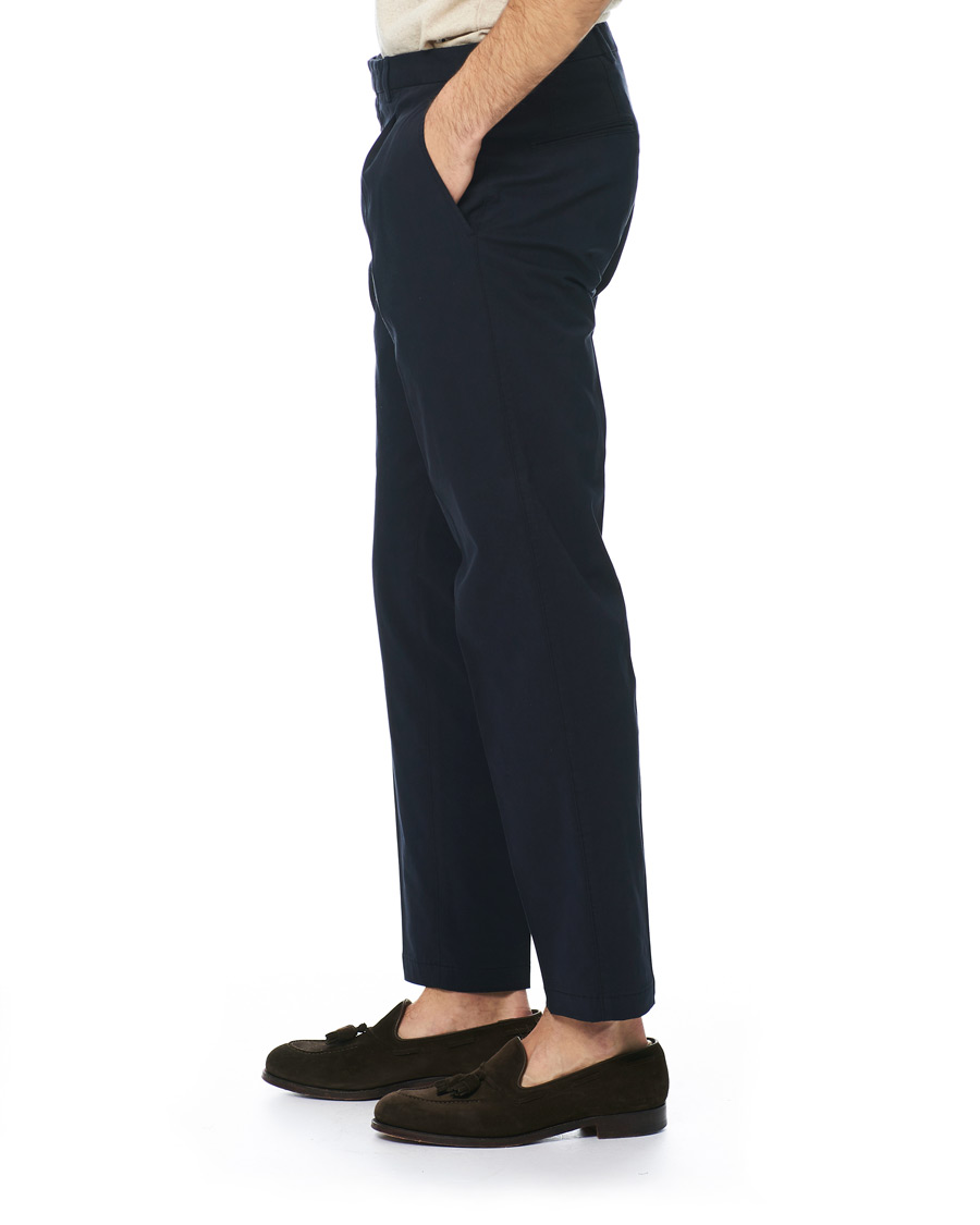 Herr | Byxor | Oscar Jacobson | Delon Pleated Cotton Chinos Blue
