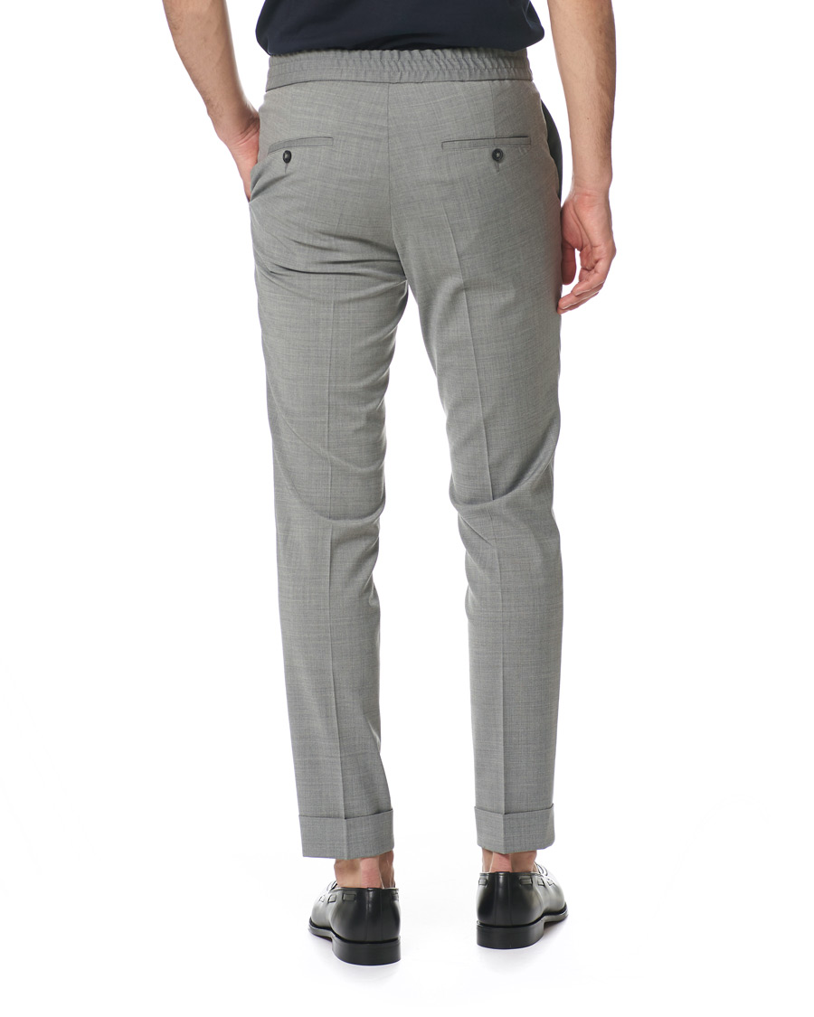 Herr | Byxor | Oscar Jacobson | Nolan Wool Stretch Drawstring Trousers Light Grey