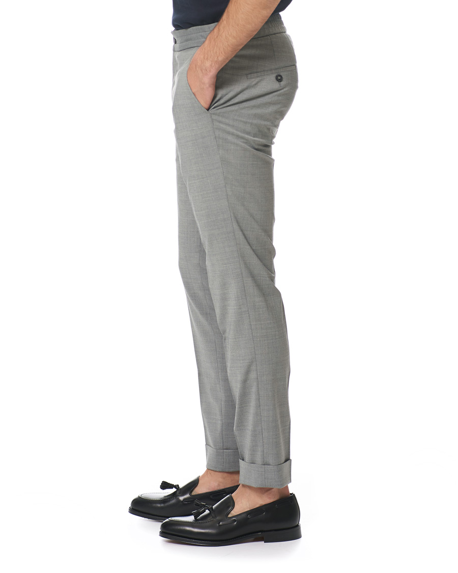 Herr | Byxor | Oscar Jacobson | Nolan Wool Stretch Drawstring Trousers Light Grey