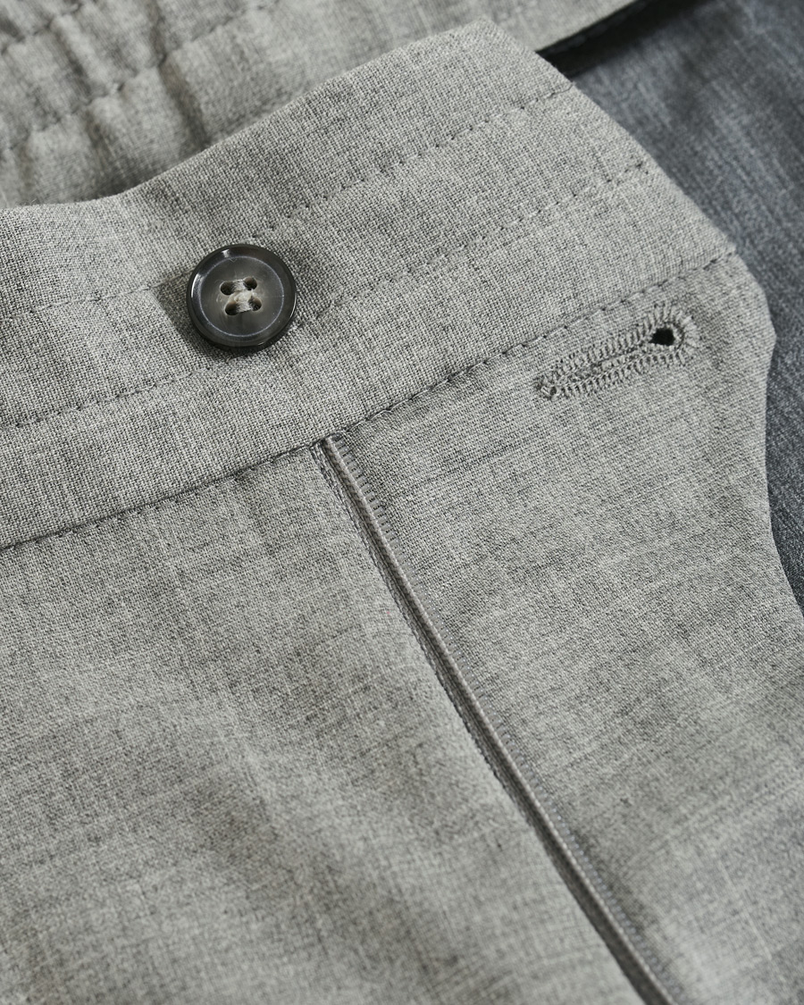 Herr | Byxor | Oscar Jacobson | Nolan Wool Stretch Drawstring Trousers Light Grey