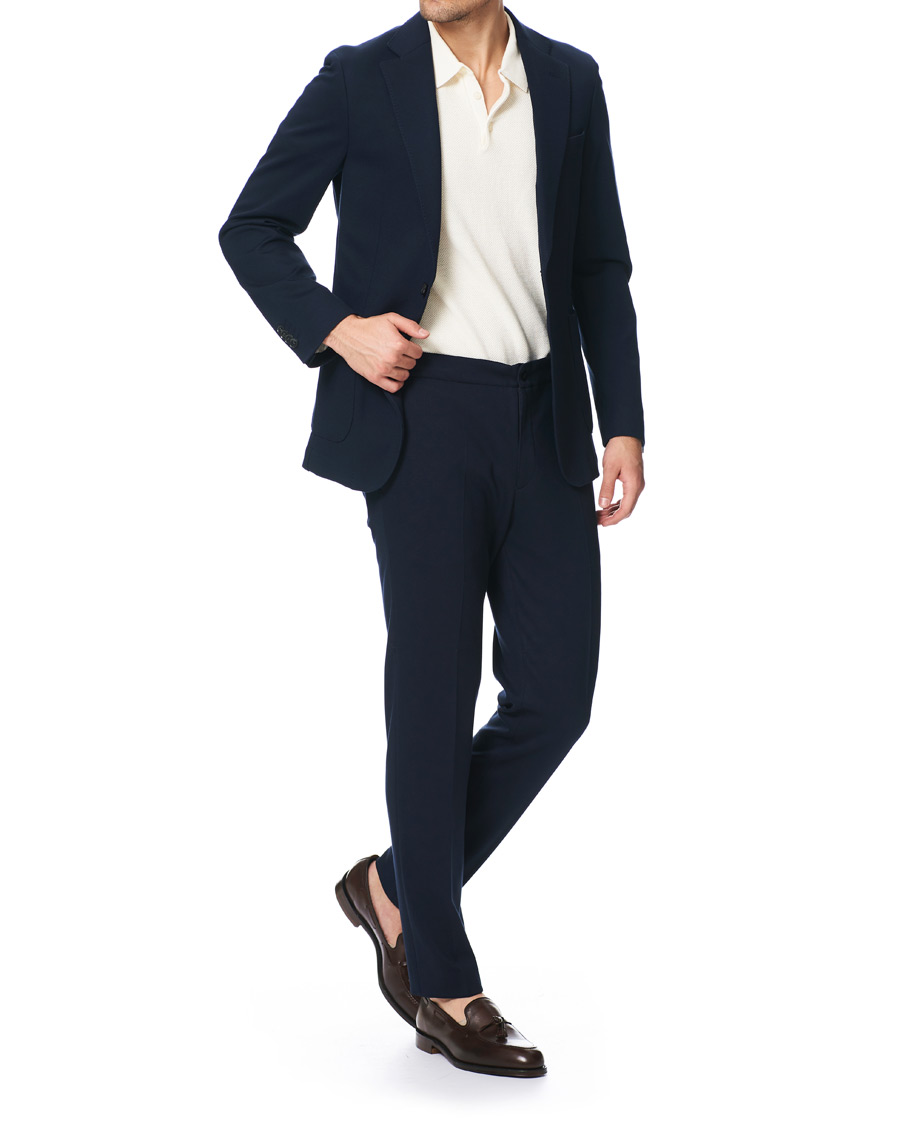 Herr | Byxor | Oscar Jacobson | Neil Jersey Drawstring Trousers Navy