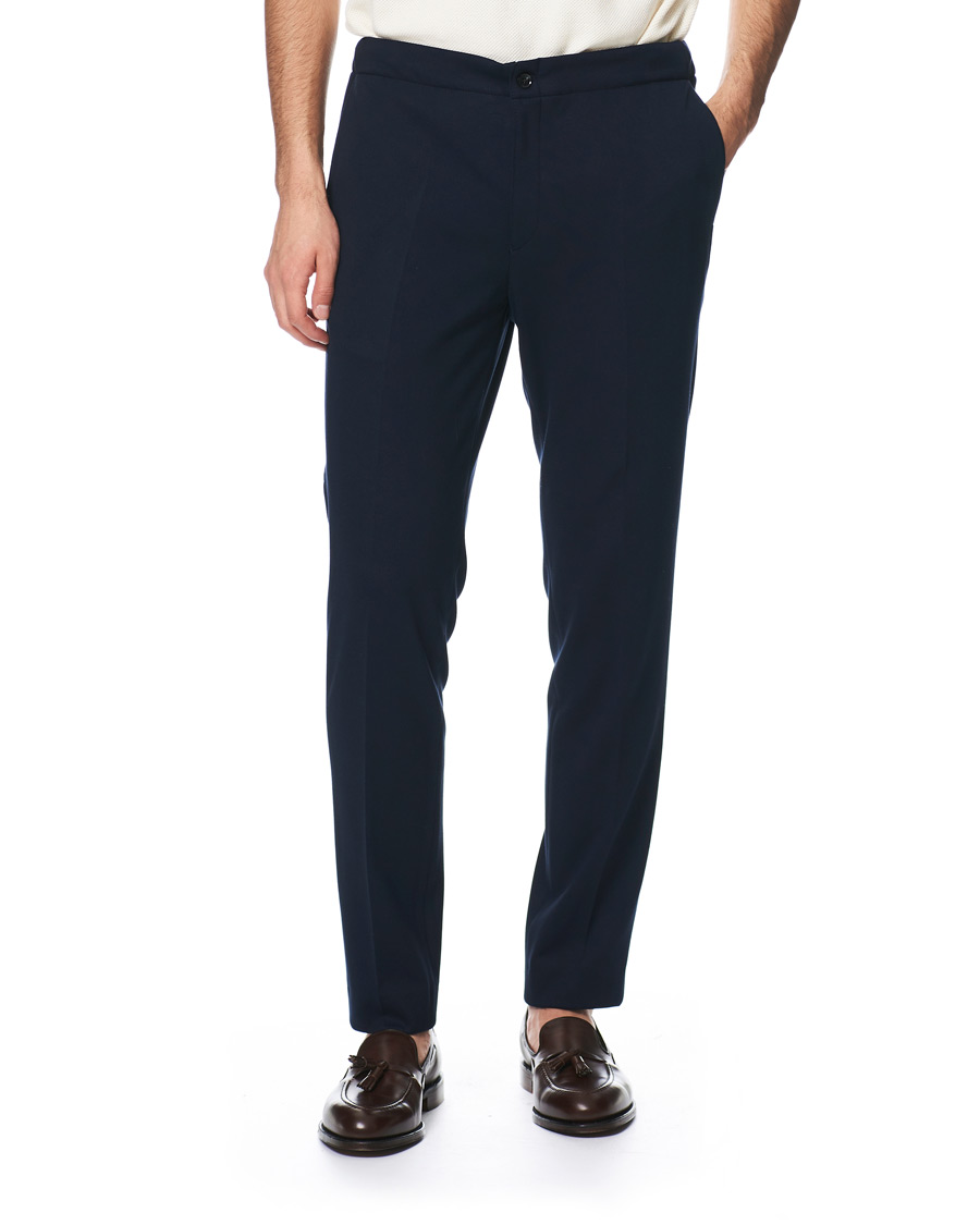 Herr | Byxor | Oscar Jacobson | Neil Jersey Drawstring Trousers Navy