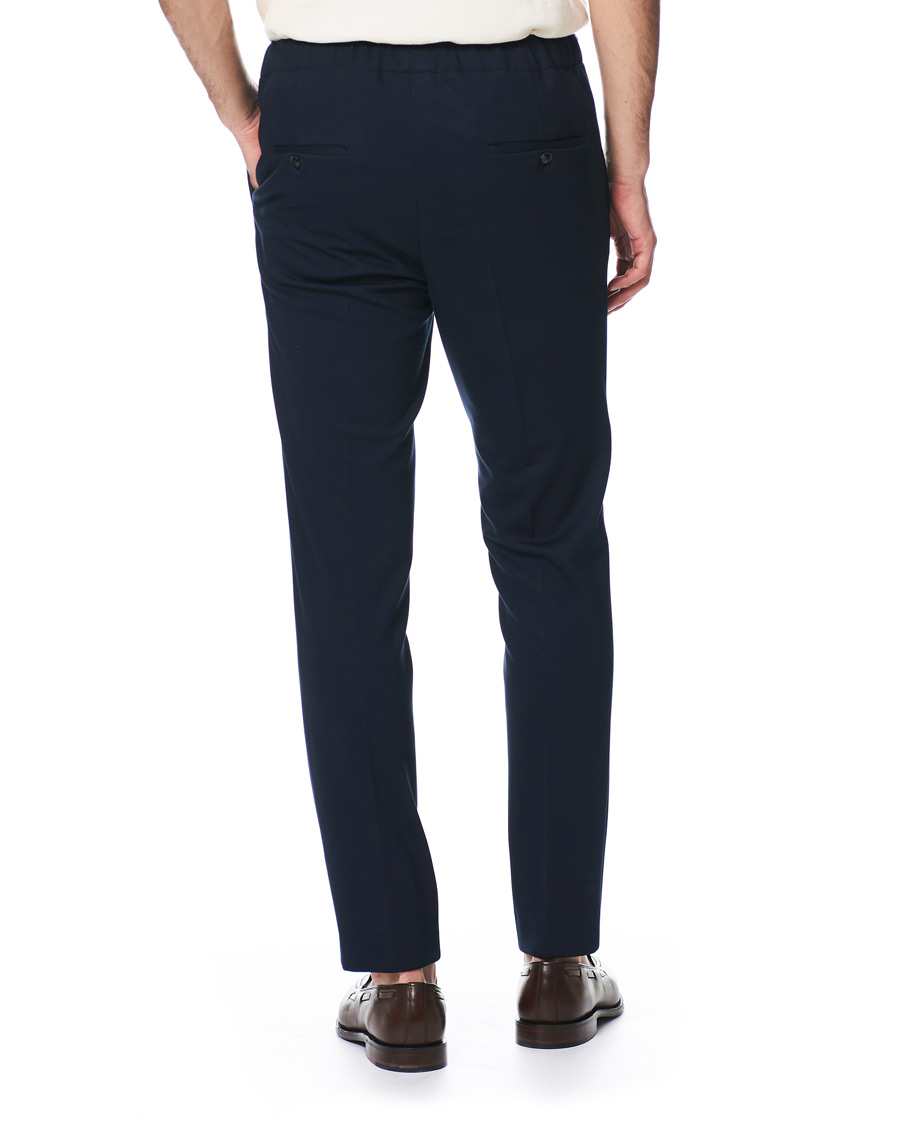 Herr | Byxor | Oscar Jacobson | Neil Jersey Drawstring Trousers Navy