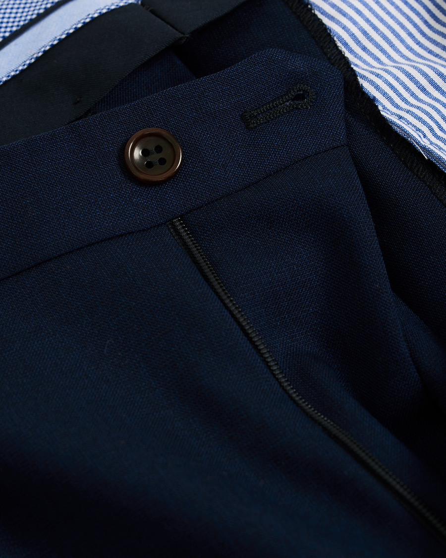 Herr | Byxor | Morris Heritage | Carl Double Pleated Wool Trousers Navy