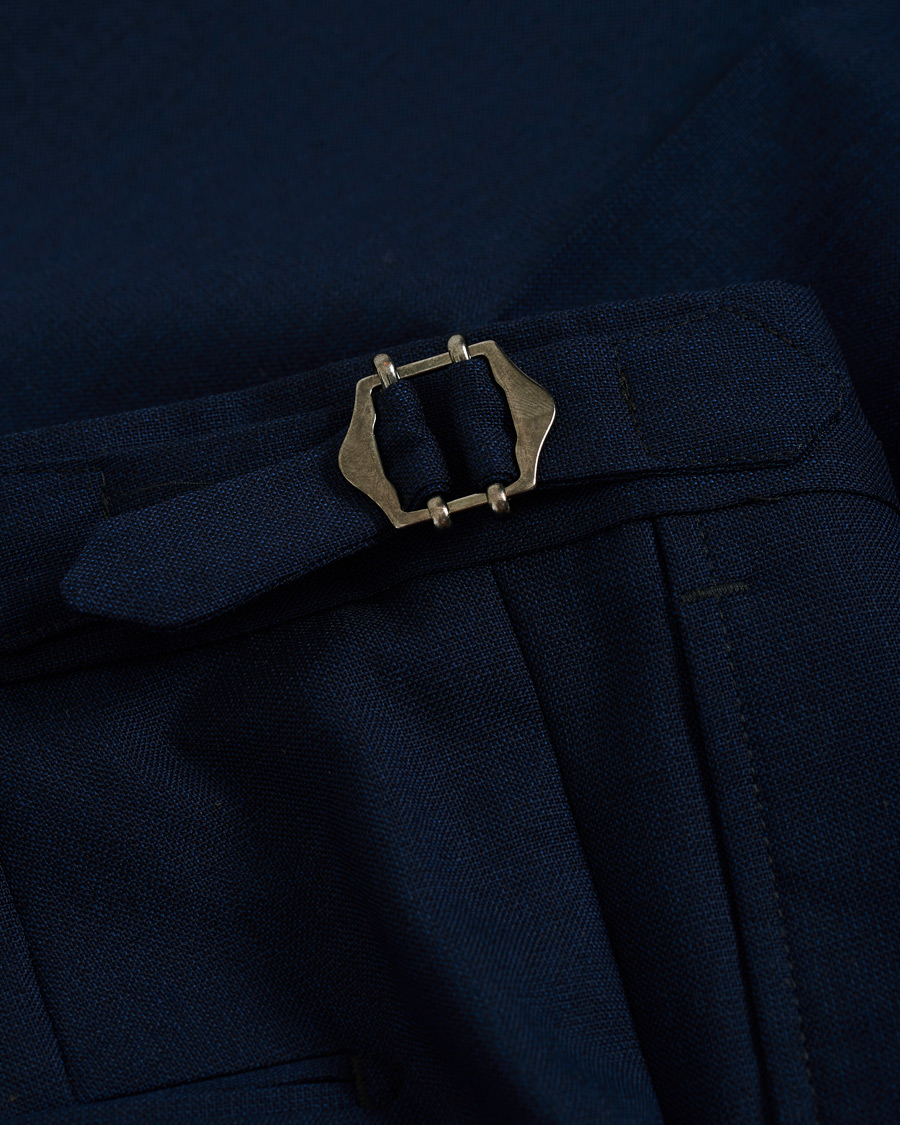 Herr | Byxor | Morris Heritage | Carl Double Pleated Wool Trousers Navy