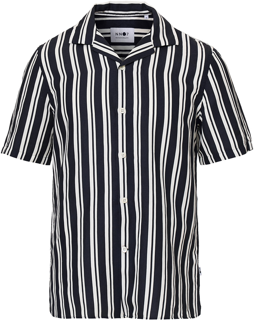 Herr | Skjortor | NN07 | Miyagi Camp Collar Short Sleeve Shirt Navy/White