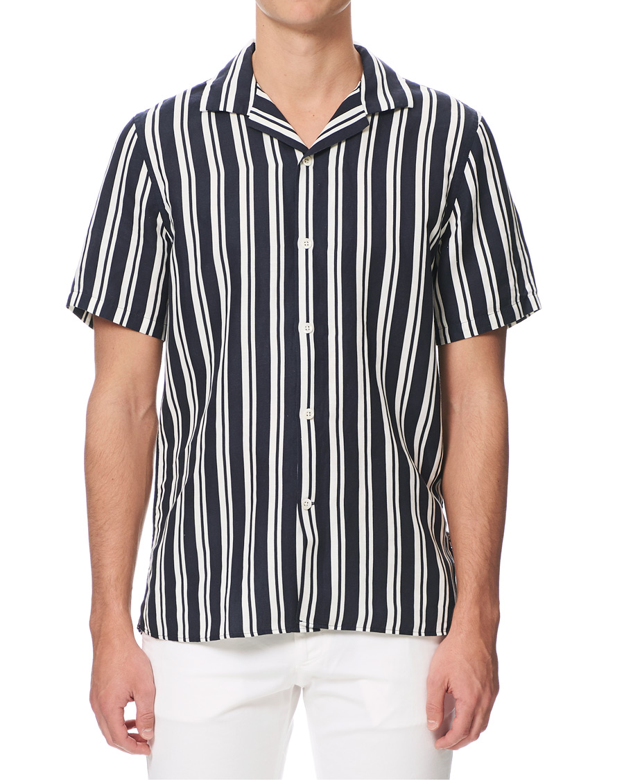 Herr | Skjortor | NN07 | Miyagi Camp Collar Short Sleeve Shirt Navy/White