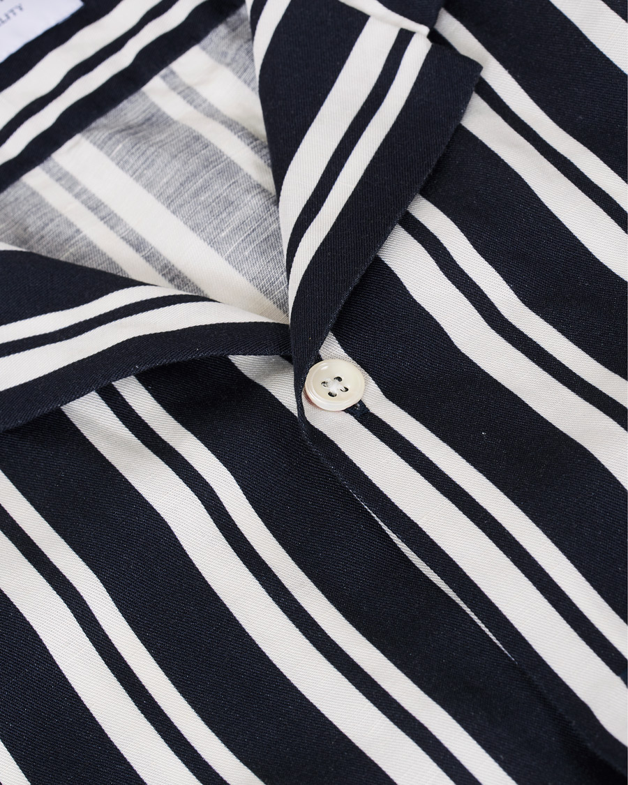 Herr | Skjortor | NN07 | Miyagi Camp Collar Short Sleeve Shirt Navy/White