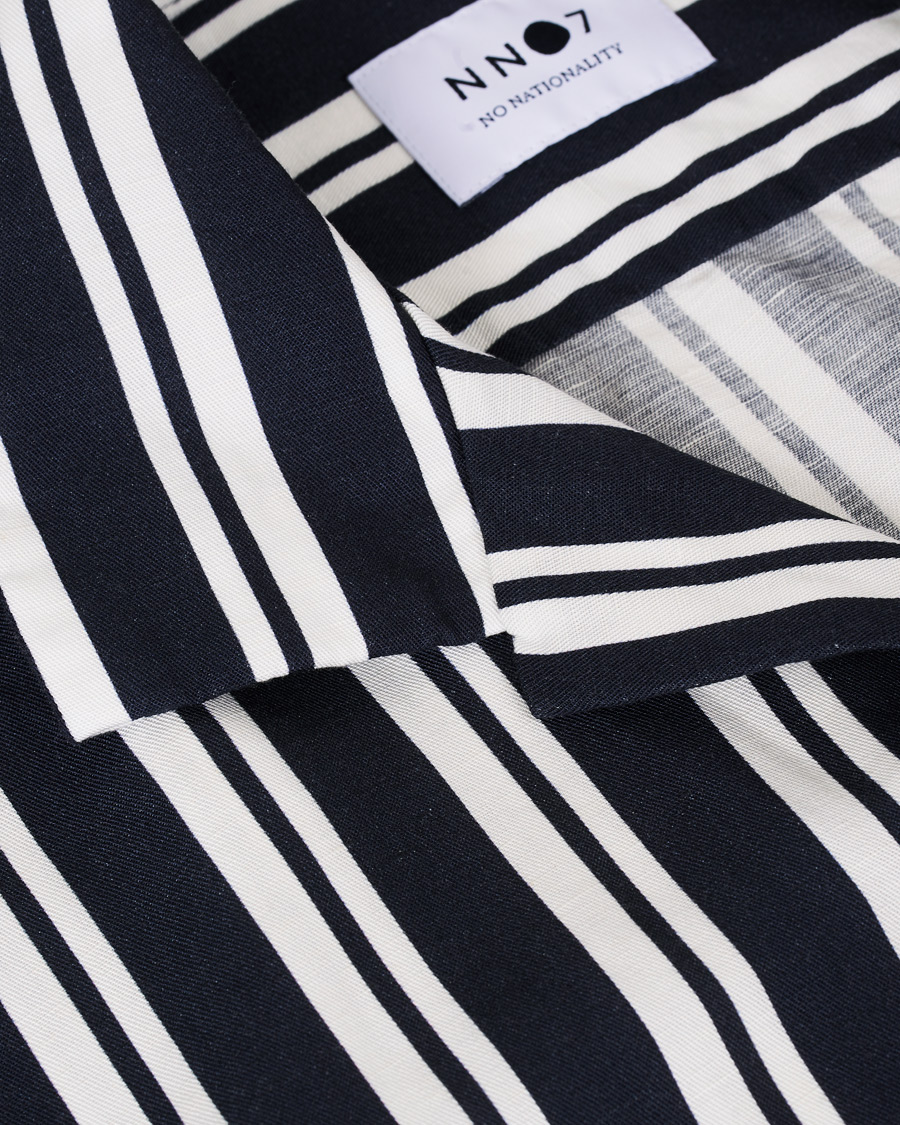 Herr | Skjortor | NN07 | Miyagi Camp Collar Short Sleeve Shirt Navy/White