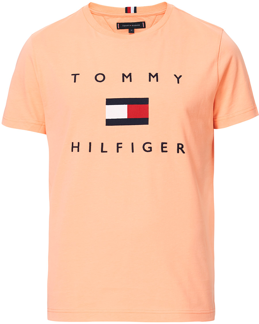 Herr | T-Shirts | Tommy Hilfiger | Flag Logo Crew Neck Tee Island Coral