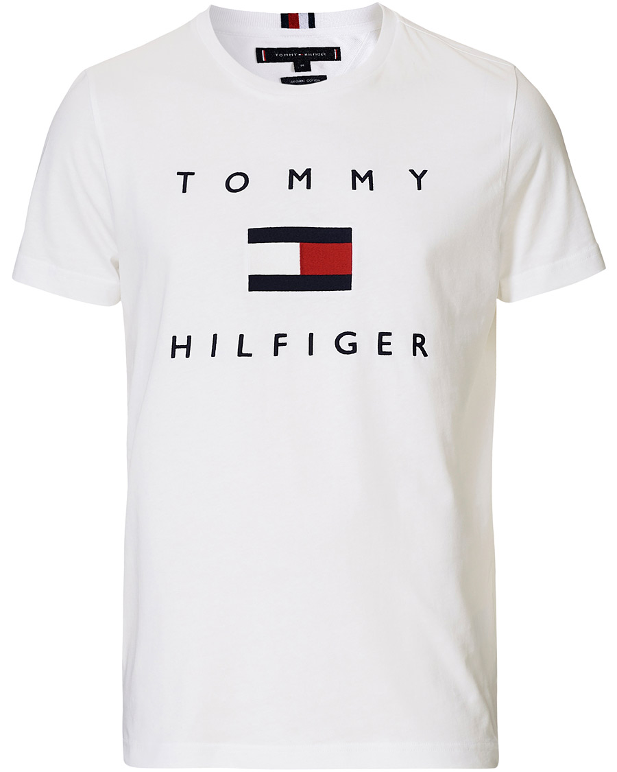 Herr | T-Shirts | Tommy Hilfiger | Flag Logo Crew Neck Tee White