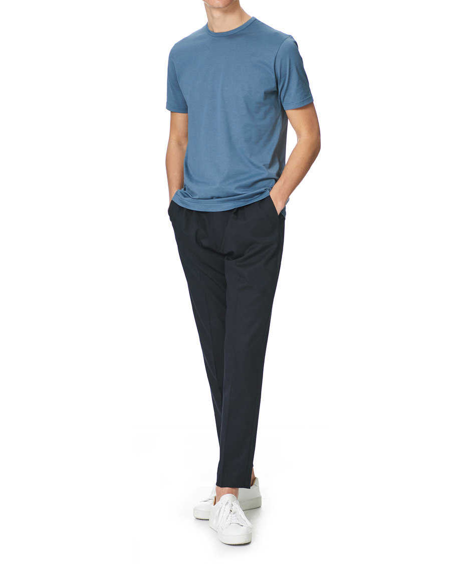 Herr | T-Shirts | Sunspel | Crew Neck Cotton Tee Blue Slate