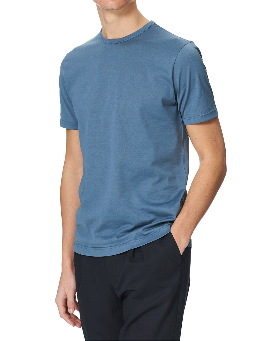 Herr | T-Shirts | Sunspel | Crew Neck Cotton Tee Blue Slate
