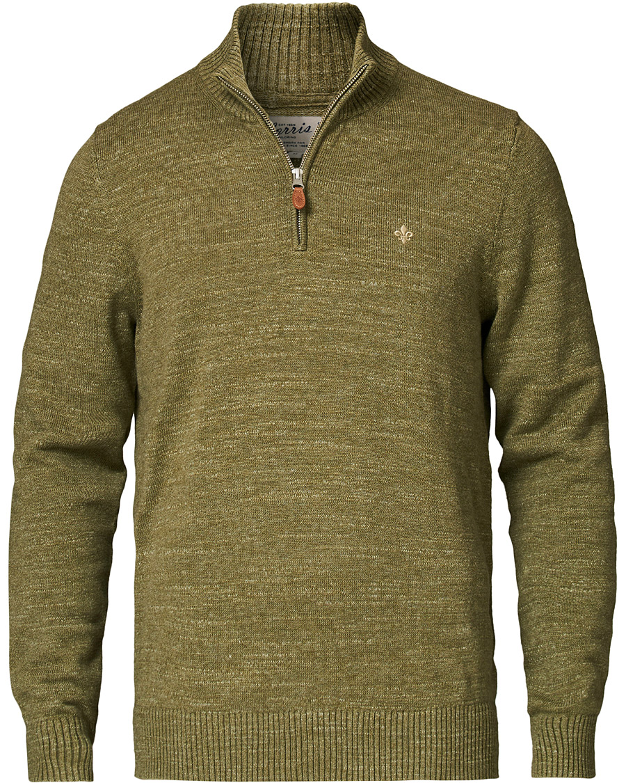 Herr | Tröjor | Morris | Randall Cotton Half-Zip Sweater Olive