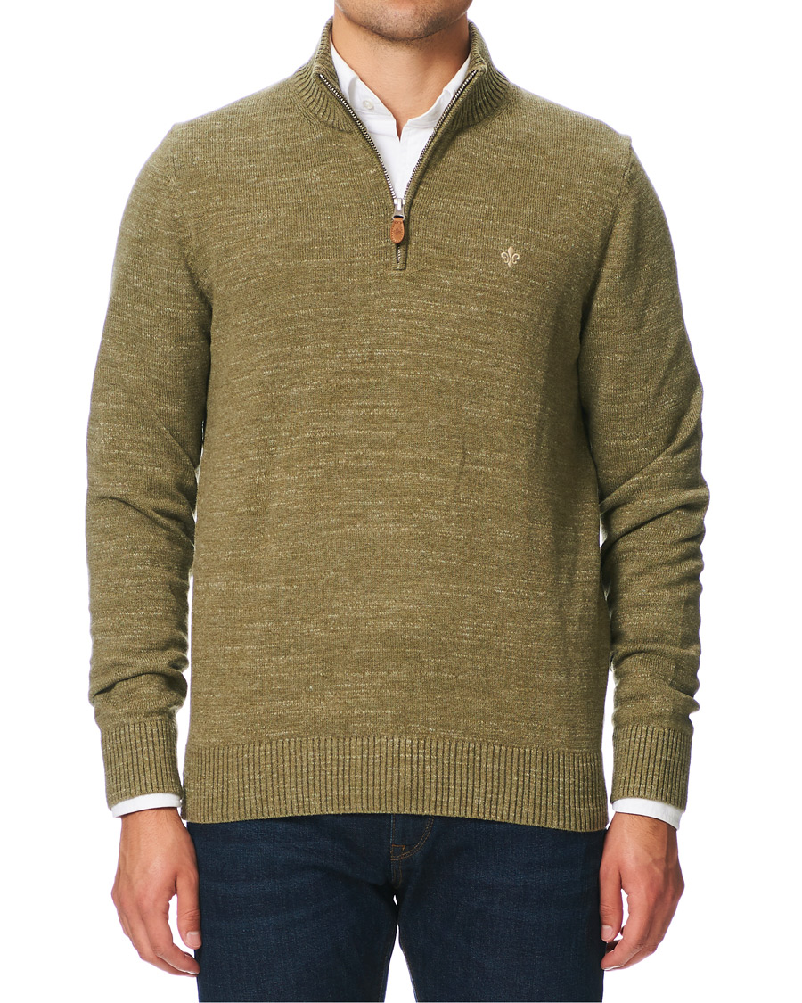 Herr | Tröjor | Morris | Randall Cotton Half-Zip Sweater Olive