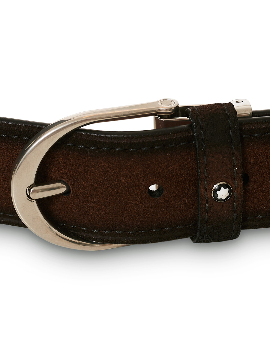 Herr | Montblanc Horseshoe Buckle Belt 35mm Light Brown Suede | Montblanc | Horseshoe Buckle Belt 35mm Light Brown Suede