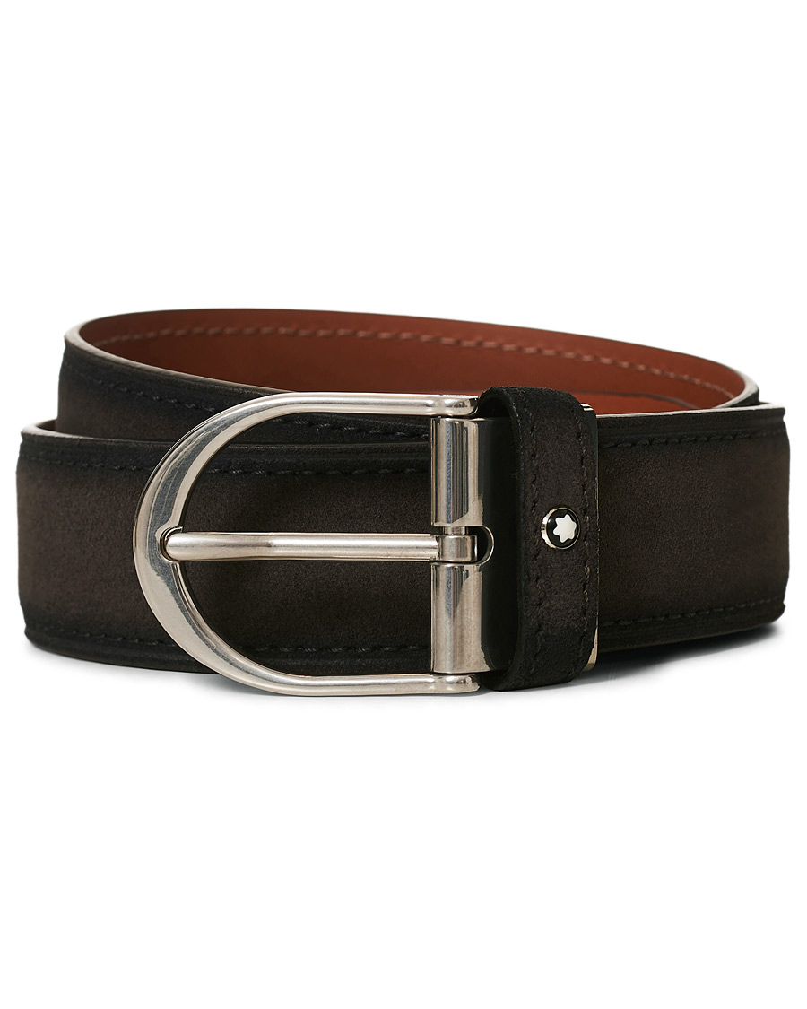 Herr | Montblanc Horseshoe Buckle Belt 35mm Grey Suede | Montblanc | Horseshoe Buckle Belt 35mm Grey Suede