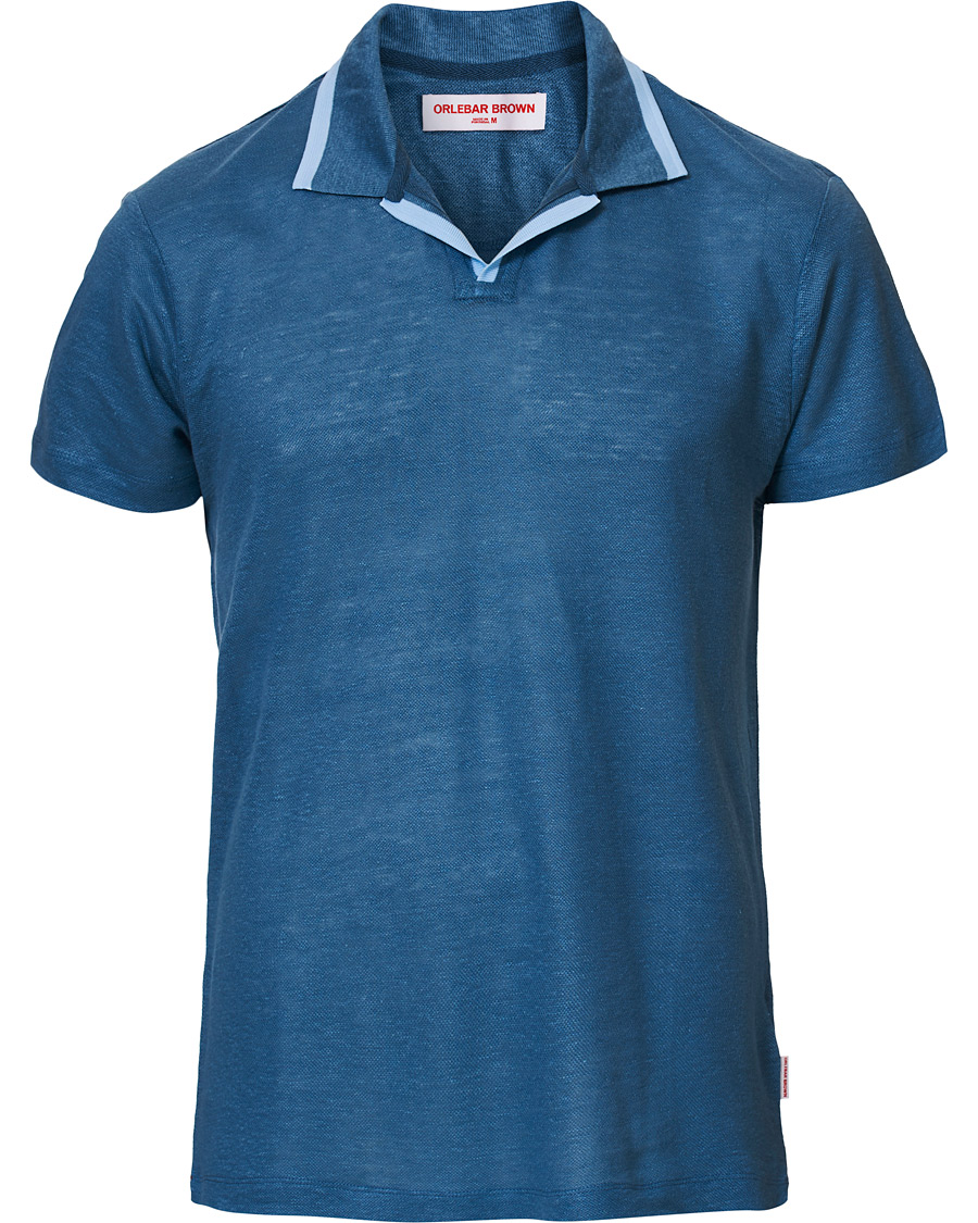 Herr | Pikéer | Orlebar Brown | Felix Linen Polo Blue Haze/Washed Indigo