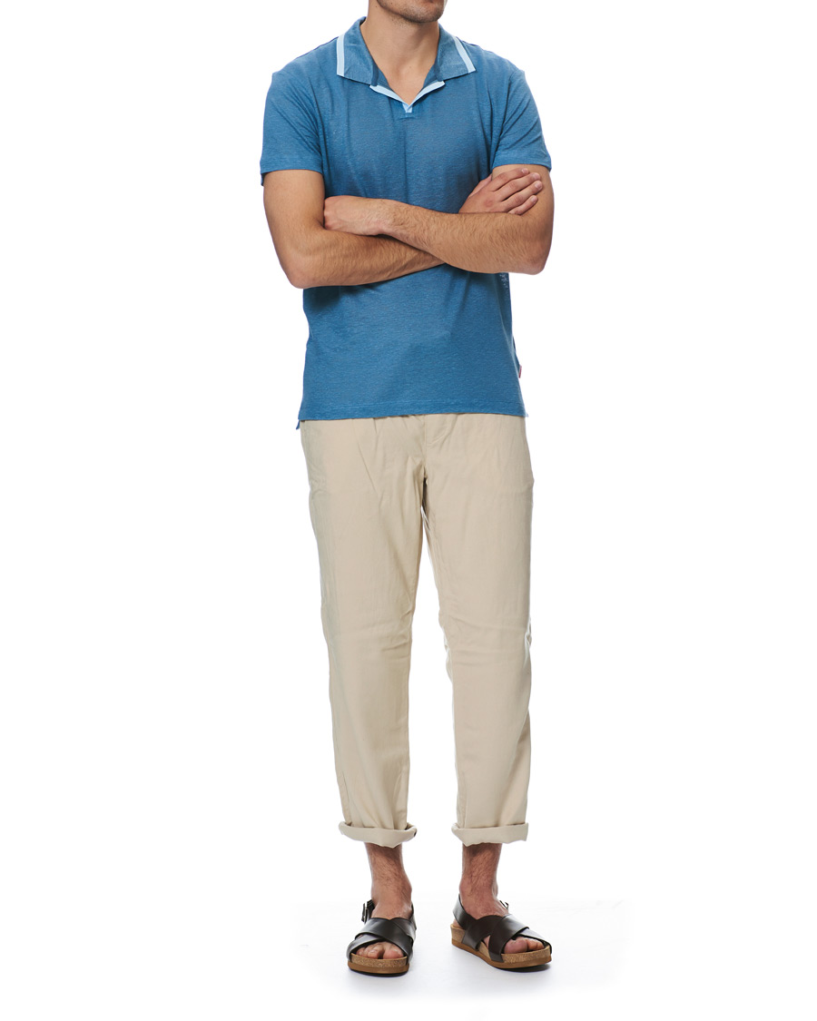 Herr | Pikéer | Orlebar Brown | Felix Linen Polo Blue Haze/Washed Indigo