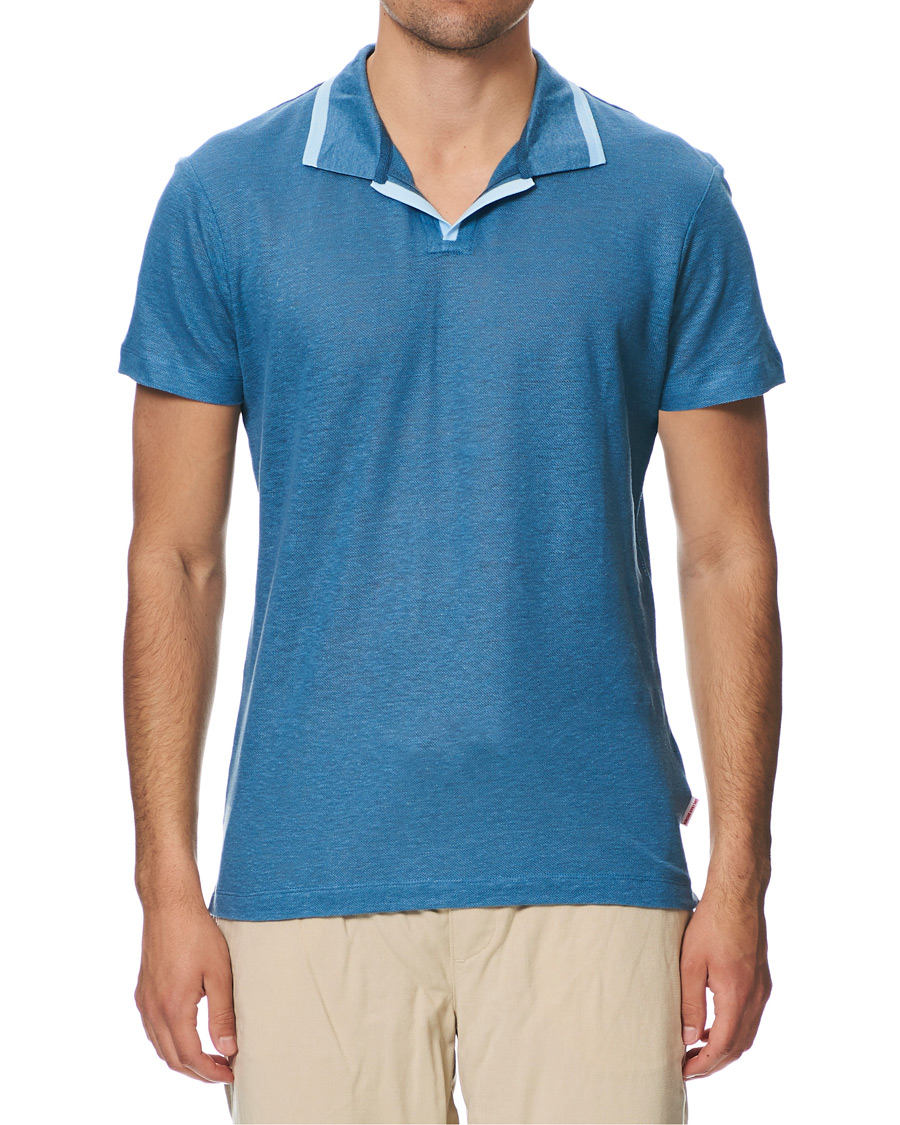 Herr | Pikéer | Orlebar Brown | Felix Linen Polo Blue Haze/Washed Indigo