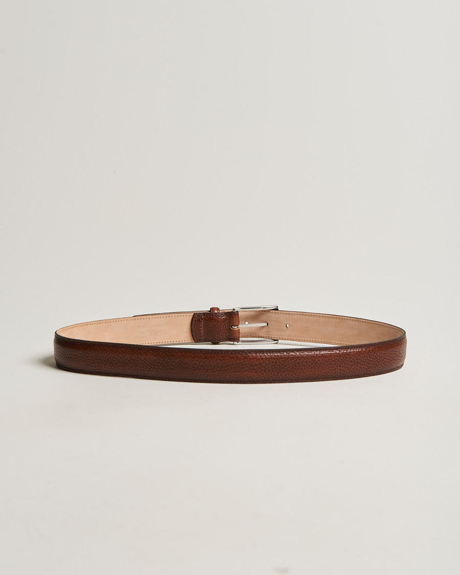 Herr | Bälten | Loake 1880 | Henry Grained Leather Belt 3,3 cm Dark Brown