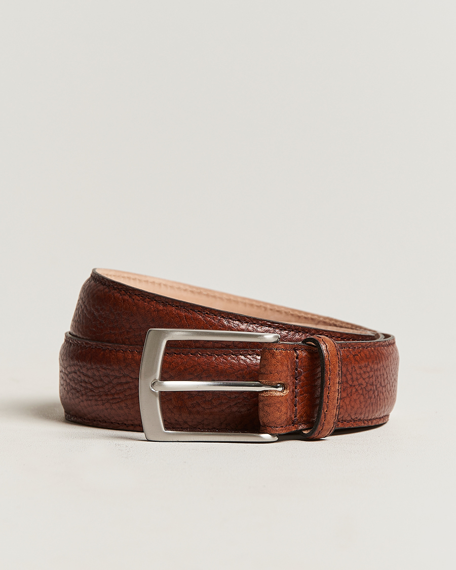 Herr | Släta bälten | Loake 1880 | Henry Grained Leather Belt 3,3 cm Mahogany