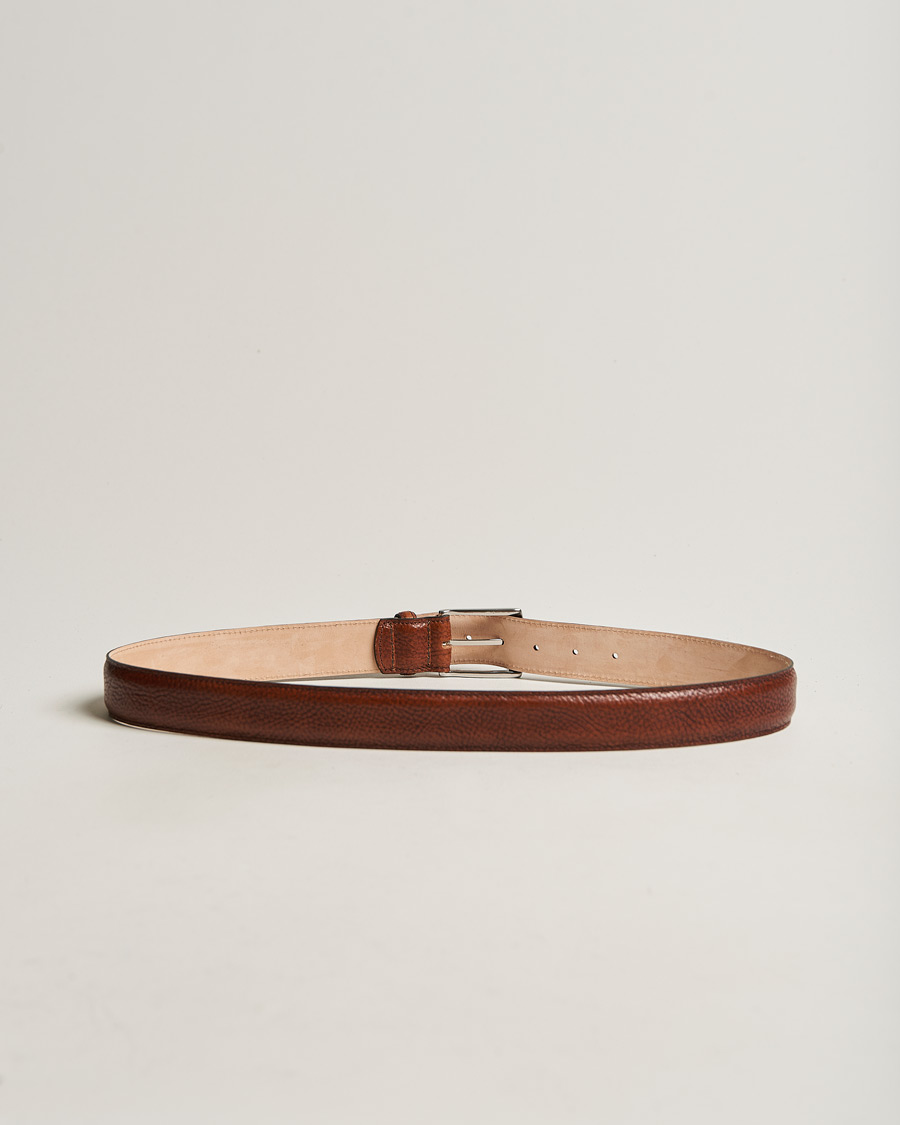 Herr | Loake 1880 Henry Grained Leather Belt 3,3 cm Mahogany | Loake 1880 | Henry Grained Leather Belt 3,3 cm Mahogany