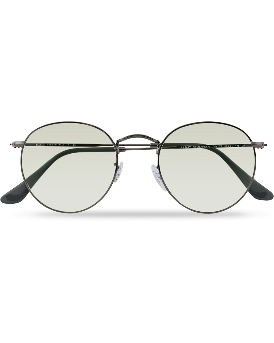 Herr | Ray-Ban 0RB3447 Round Metal Sunglasses Gunmetal/Light Green | Ray-Ban | 0RB3447 Round Metal Sunglasses Gunmetal/Light Green
