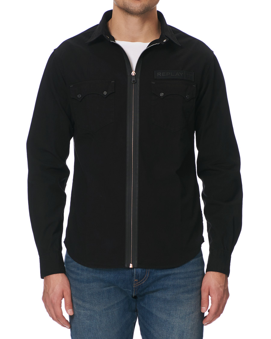 Herr | Skjortor | Replay | Neymar JR Denim Full Zip Overshirt Black