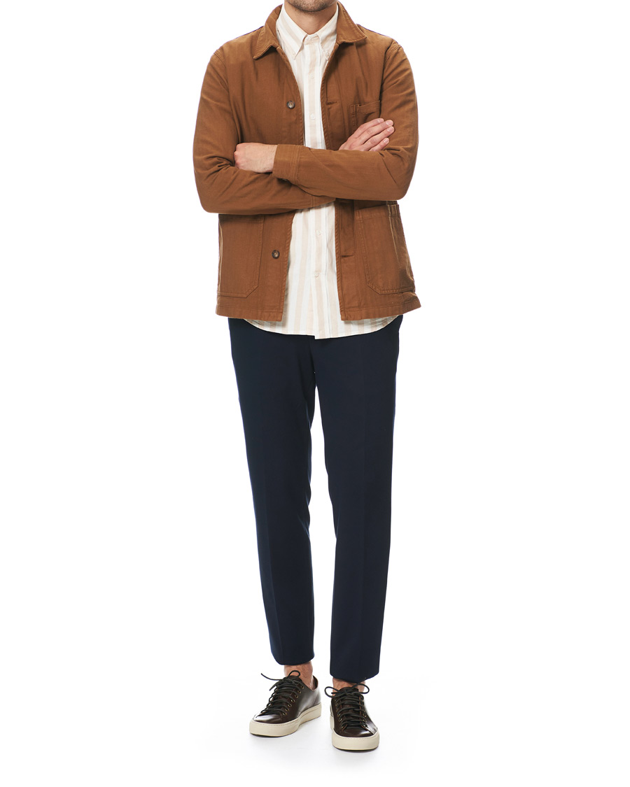 Herr | Skjortor | A Day's March | Original Herringbone Overshirt Trucker Brown L