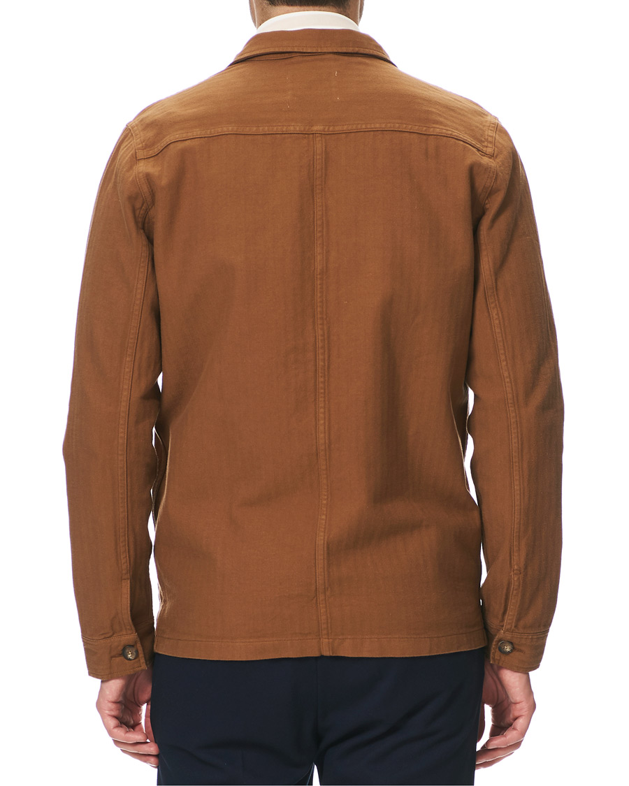 Herr | Skjortor | A Day's March | Original Herringbone Overshirt Trucker Brown L