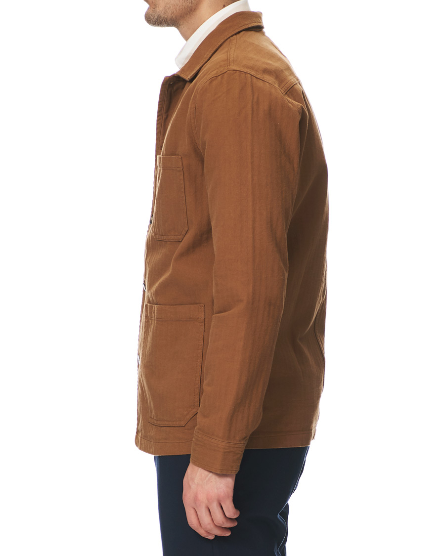 Herr | Skjortor | A Day's March | Original Herringbone Overshirt Trucker Brown L