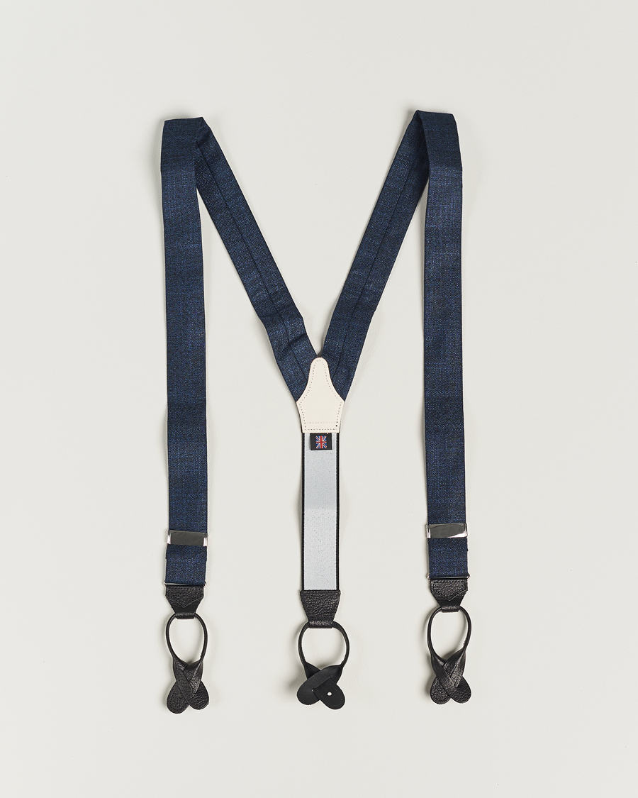 Herr | Hängslen | Albert Thurston | Hardy Minnis Bamboo Braces 38mm Navy