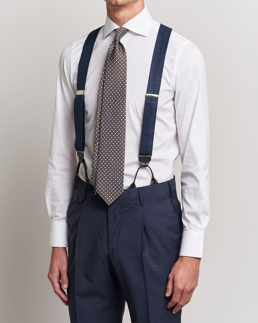 Herr | Albert Thurston Hardy Minnis Bamboo Braces 38mm Navy | Albert Thurston | Hardy Minnis Bamboo Braces 38mm Navy