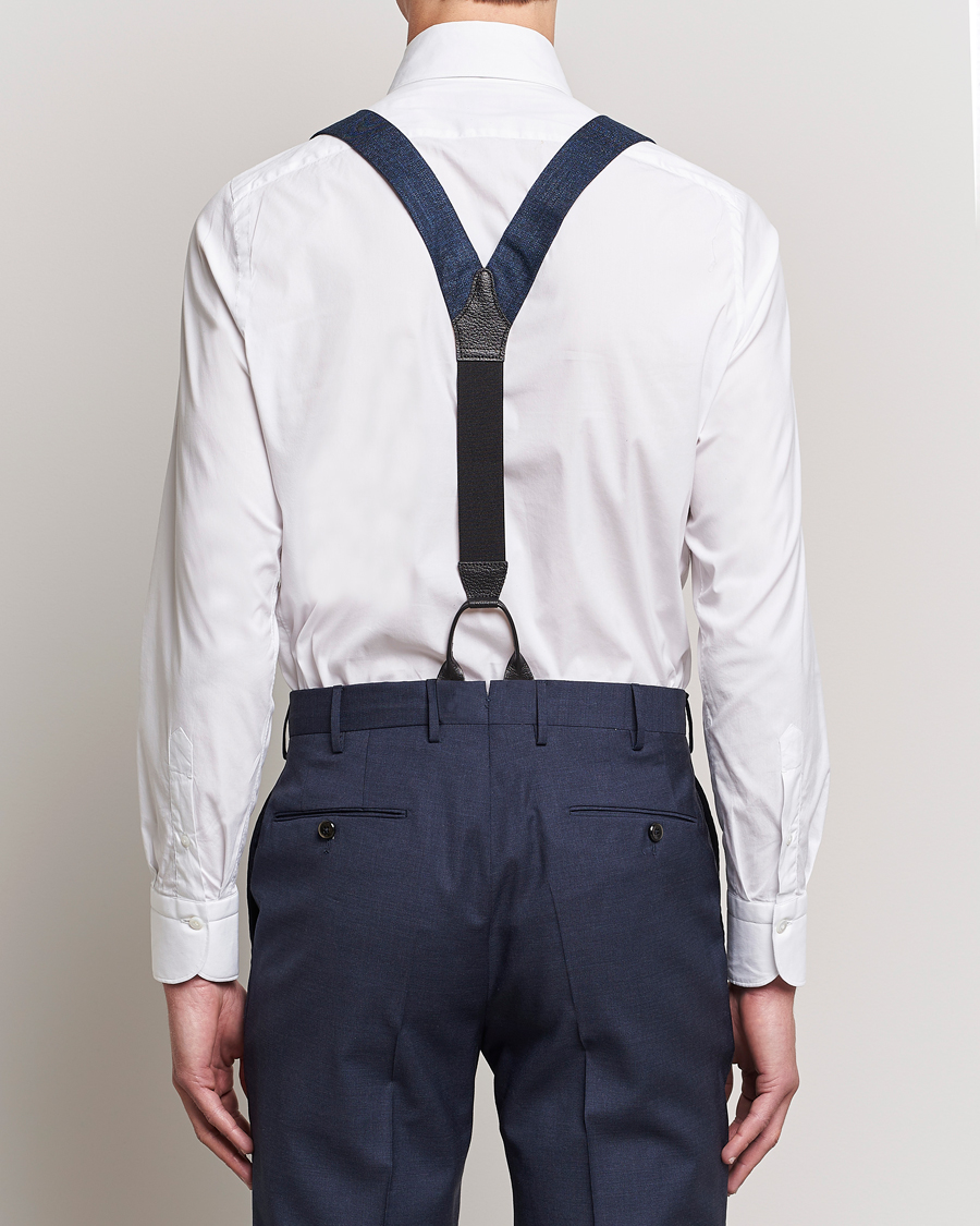 Herr | Albert Thurston Hardy Minnis Bamboo Braces 38mm Navy | Albert Thurston | Hardy Minnis Bamboo Braces 38mm Navy
